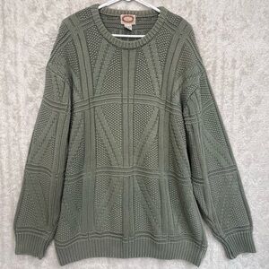 Vintage 1980's Banana Republic Chunky Sage Green 3-D Cable Knit Sweater Sz L